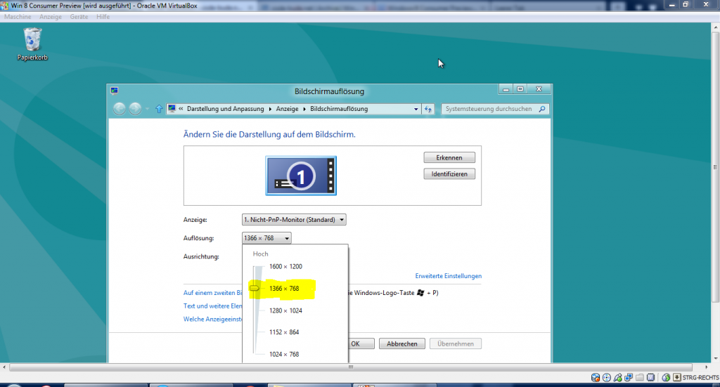 VirtualBox Windows 8 breitbild 1024x551 Anpassen der Bildschirmauflösung von Windows 8 in der VirtualBox