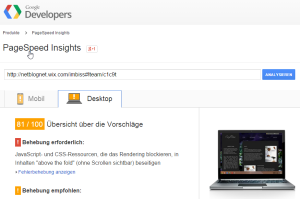 WIX Pagespeed